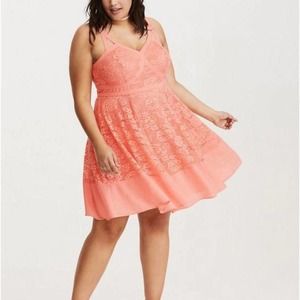 Torrid Coral Lace Dress Size 28